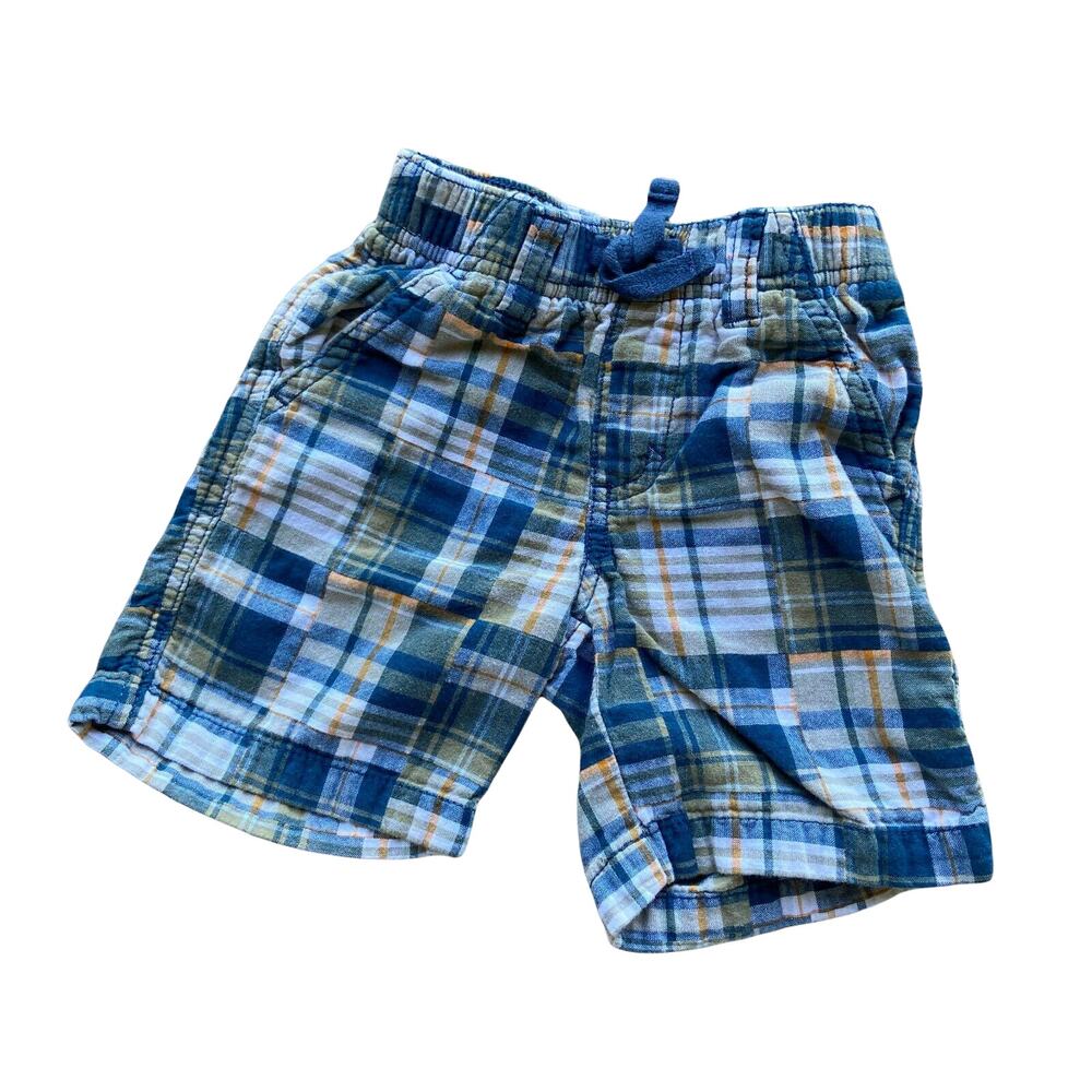 Gymboree Gone Surfin' Patchwork Plaid‎ Madras Shorts Elastic Waist 2T